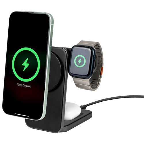 LOGiiX 3-in-1 15W Qi Wireless Charging Stand - Black