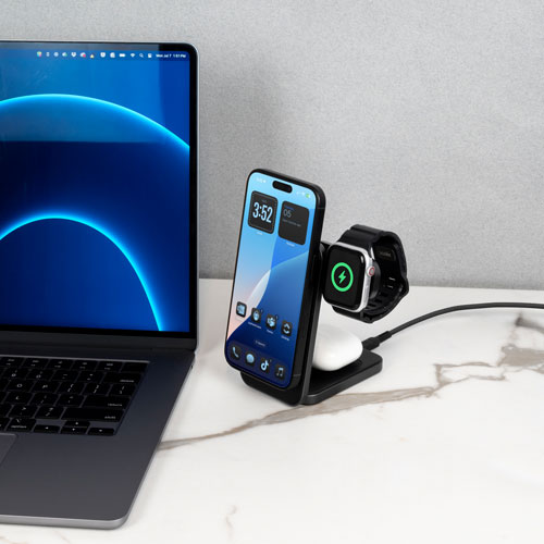 LOGiiX 3-in-1 15W Qi Wireless Charging Stand - Black