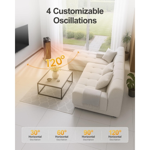 Space Heater Large Room, 25” Electric Heaters for Indoor Use, 3 Heat Levels, 3 Modes, Multiple Safety Protections, Black Tower Heater for Office