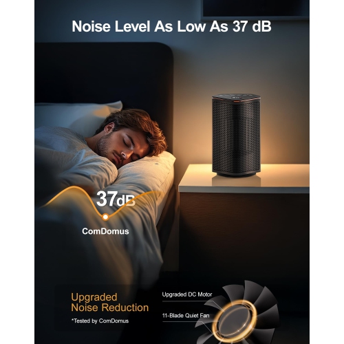 Space Heater, Portable Electric Heaters for Indoor Use with Thermostat, 70° Oscillation, 5 Modes, 12H Timer, Black Small Room Heater for Office