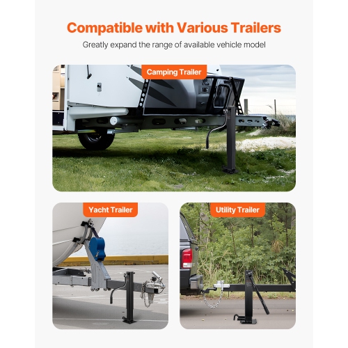 VEVOR Trailer Jack, 12000 lbs Dynamic Load Capacity, Weld-on Pipe-Mount Swivel Trailer Jack with Ergonomic Handle, 12.6-inch Vertical Travel,