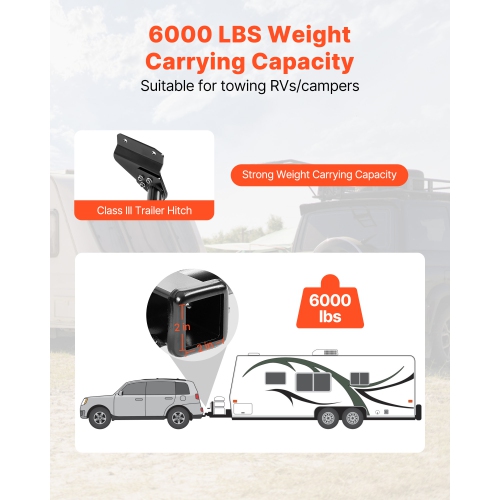 VEVOR Class 3 Trailer Hitch, 2-Inch Receiver, Compatible with 2011-2021 Jeep Grand Cherokee, Q345B Steel Tube Frame, Multi-Fit Hitch to Receive Ball