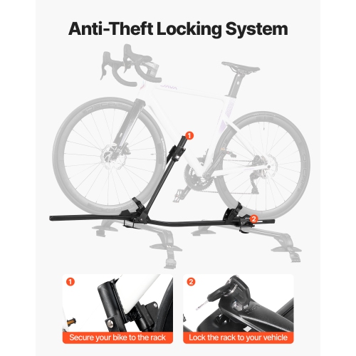 VEVOR 33 lbs Capacity Roof Bike Rack,Upright Roof Mount Bicycle Rack with Secure Locking System for Most Standard Crossbars,Aluminum Upright Rooftop