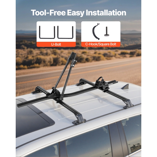 VEVOR 33 lbs Capacity Roof Bike Rack,Upright Roof Mount Bicycle Rack with Secure Locking System for Most Standard Crossbars,Aluminum Upright Rooftop