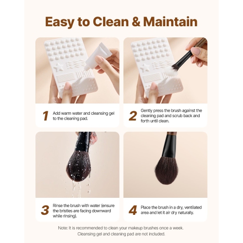 VEVOR 9-Piece Makeup Brush Set for Foundation Blending Eyeshadow, Professional Makeup Brush Kit with Soft Natural Wool & Vegan Synthetic Bristles,