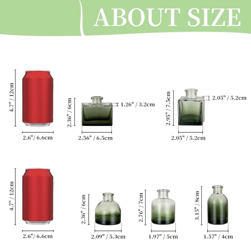 NIERBO Glass Bud Vases for Centerpieces: Green Mini Flower Vase Set of 20 Bulk Modern Decor Small Vase for Flowers Cute Decorative Wedding Table