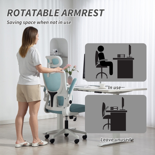 Vinsetto Ergonomic Office Chair with Auto-Adaptive Lumbar Support, High Back Desk Chair with Adjustable Headrest & Height, Rotatable Arm, Tilt