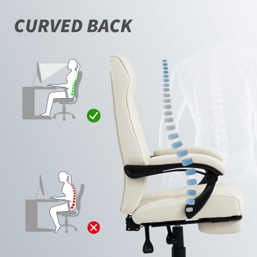 Chaise de bureau Vinsetto, chaise de bureau d'ordinateur à dossier haut en lin, fauteuil inclinable pivotant à hauteur réglable, repose-pieds et