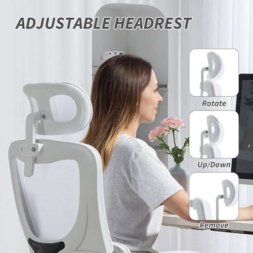 Vinsetto Ergonomic Office Chair with Auto-Adaptive Lumbar Support, High Back Desk Chair with Adjustable Headrest & Height, Rotatable Arm, Tilt