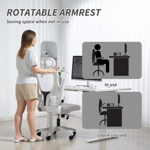 Vinsetto Ergonomic Office Chair with Auto-Adaptive Lumbar Support, High Back Desk Chair with Adjustable Headrest & Height, Rotatable Arm, Tilt