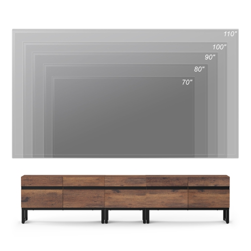 Meuble pour téléviseur moderne WAMPAT pour téléviseurs jusqu'à 90&nbsp;po TV, meuble pour téléviseur 3 en 1 avec armoires de rangement et base en