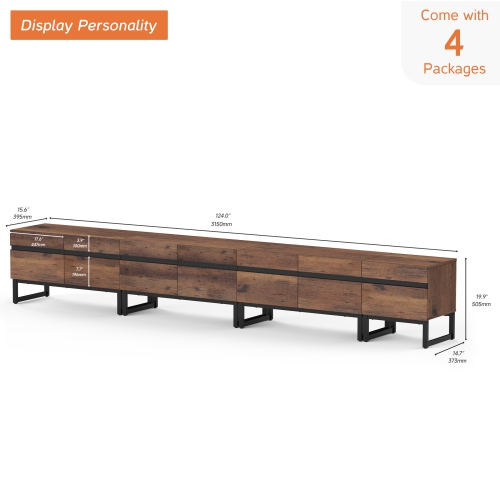 WAMPAT Modern TV Stand for TVs up to 110 inch TV, 4 in 1 Entertainment Center TV Console with Storage Cabinets and Metal Base,Media Console for