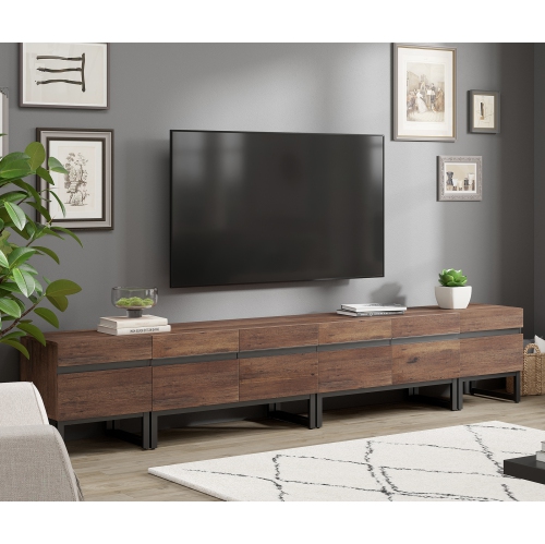 WAMPAT Modern TV Stand for TVs up to 110 inch TV, 3 in 1 Entertainment Center TV Console with Storage Cabinets and Metal Base,Media Console for
