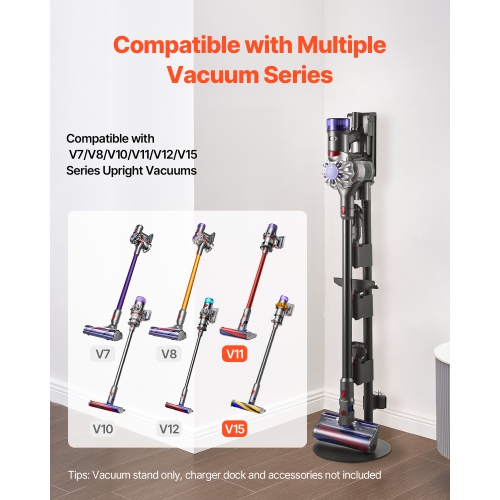 VEVOR Vacuum Stand, Compatible With V7 V8 V10 V11 V12 V15 Series Upright Vacuum Cleaners, Stable Vacuum Stand Holder with 4 Anti-slip Pads and 3