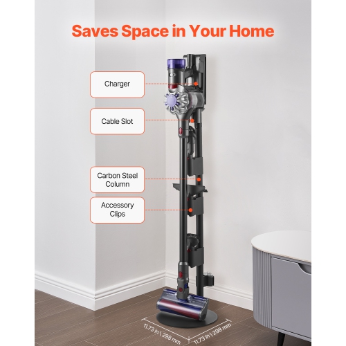 VEVOR Vacuum Stand, Compatible With V7 V8 V10 V11 V12 V15 Series Upright Vacuum Cleaners, Stable Vacuum Stand Holder with 4 Anti-slip Pads and 3