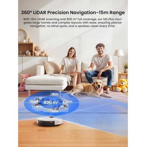 Lefant M2L Plus LiDAR Navigation Robot Vacuum and Mop, 5500Pa Suction, Multi-Floor Mapping, Self-Emptying and Filling,for Floors Pet Hair