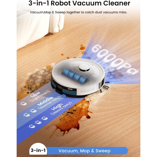 Lefant M2L Plus LiDAR Navigation Robot Vacuum and Mop, 5500Pa Suction, Multi-Floor Mapping, Self-Emptying and Filling,for Floors Pet Hair