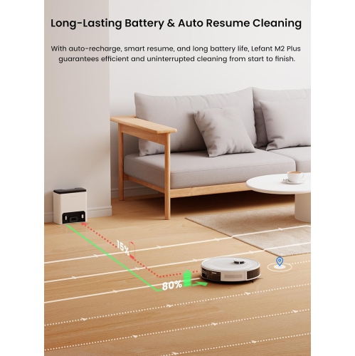 Lefant M2L Plus LiDAR Navigation Robot Vacuum and Mop, 5500Pa Suction, Multi-Floor Mapping, Self-Emptying and Filling,for Floors Pet Hair