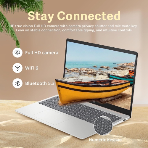 Open Box - HP 15.6" FHD Laptop, AMD Ryzen 5 7520U, 1TB SSD, 8GB LPDDR5 RAM, AMD Radeon Graphics, Numeric Keypad, 720p HD Webcam, Wi-Fi 6, Windows 11,
