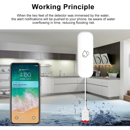 Smart WiFi Water Alarm Water Leak Detector with Smart Life App Remote Notification for Kitchen Basement Garage Basement Room 1 Pack