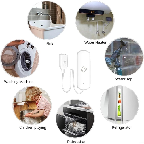 Smart WiFi Water Alarm Water Leak Detector with Smart Life App Remote Notification for Kitchen Basement Garage Basement Room 1 Pack