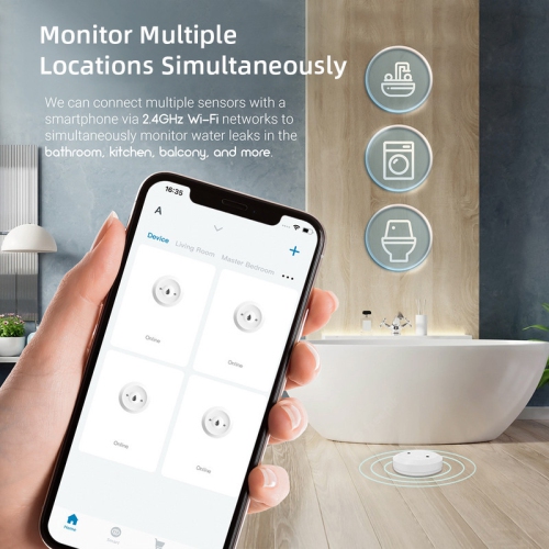 Smart Water Leak Detector Water Leak Sensor Remote App Monitoring for Smart Life