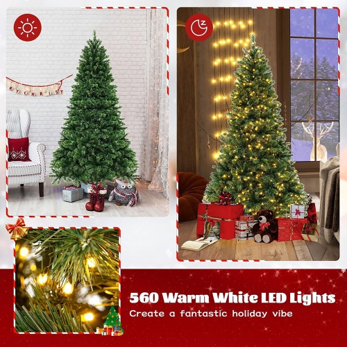 Gymax 6 FT Pre-Lit PVC Christmas Tree & Storage Bag w/ Warm White LED Lights & Gloves