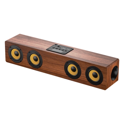Wood-grain four-speaker Bluetooth soundbar | 2.0 stereo subwoofer | Bluetooth/AUX/USB flash drive/TF card/FM radio | 2000mAh long-lasting battery |