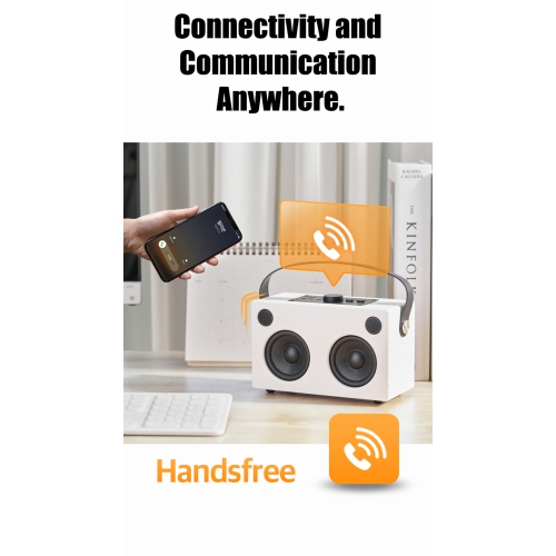 High-fidelity portable Bluetooth speaker | 5.0 wireless desktop speakers | Built-in FM radio | Long battery life | Wooden subwoofer | Hands-free