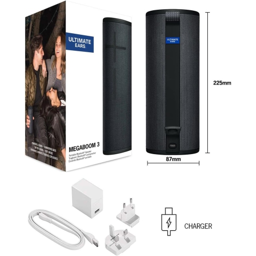 Refurbished - Ultimate Ears MEGABOOM 3 Portable Wireless Bluetooth Speaker (Powerful Sound + Thundering Bass, Waterproof, Battery 20 Hours) - Night