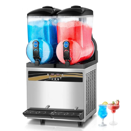 VEVOR X-300 Commercial Slushy Machine, 15L×2 Tank Margarita Maker, 1000W Stainless Steel Frozen Drink & Smoothie Machine for Cafés, Bars,
