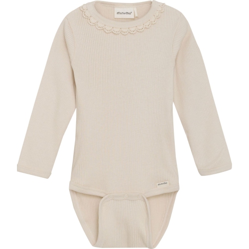 Minymo Long-Sleeve Rib Bodysuit - Sandshell