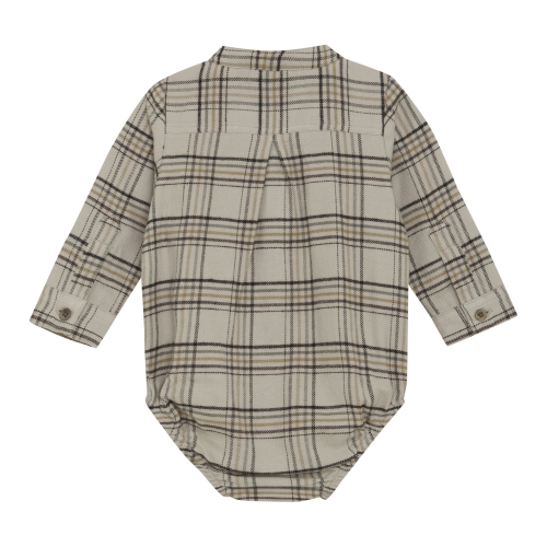 Minymo Long-Sleeve Checkered Bodysuit - Oxford Tan