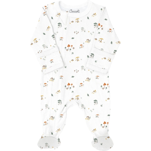 COCCOLI  Cotton-Modal Zippered Footie Sleeper - Mushrooms On Cream (1 Month (8-10 Lbs) In Multicolor
