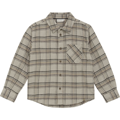 Chemise à manches longues à carreaux de Minymo - Havane Oxford