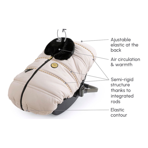 Petit Coulou 3-Season Car Seat Cover and Insulated Backing Deluxe Set - Dune