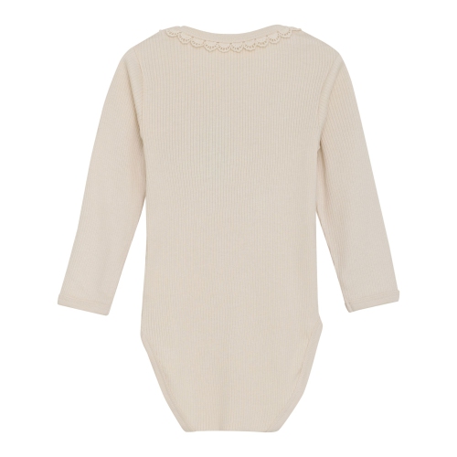 Minymo Long-Sleeve Rib Bodysuit - Sandshell