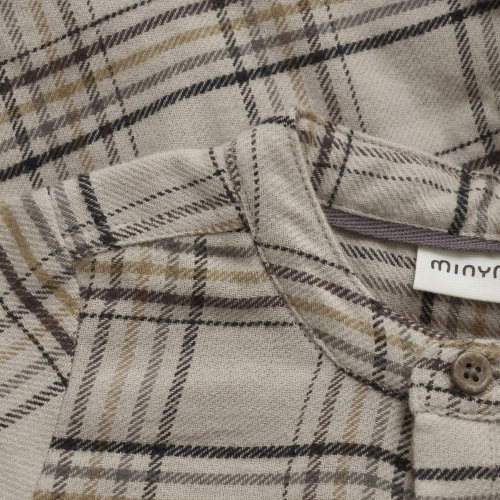 Minymo Long-Sleeve Checkered Bodysuit - Oxford Tan