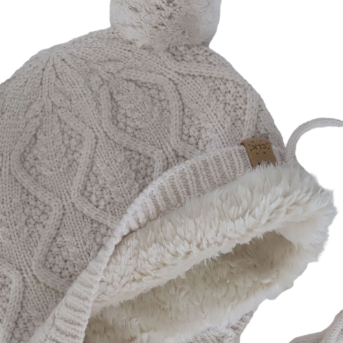 Chapeau d'hiver en tricot à pompon doux au toucher de style cachemire Calikids - Lune