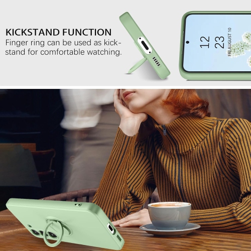 DUEDUE Case Compatible with Samsung Galaxy S23 Case Liquid Silicone Soft Slim Cover with Ring Stand Shockproof Protective Case for Samsung S23 6.1