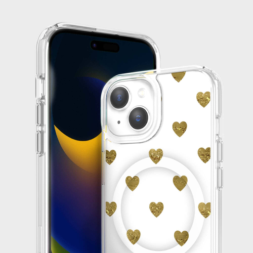 MagSafe iPhone 16e Gold Plum Heart Clear Case