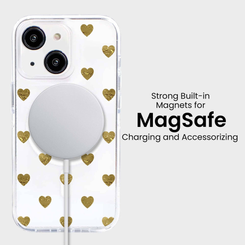 MagSafe iPhone 16e Gold Plum Heart Clear Case