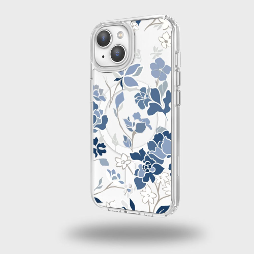 iPhone 16e Blue Pattern Clear Case With MagSafe
