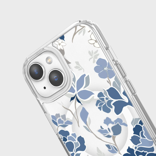 iPhone 16e Blue Pattern Clear Case With MagSafe