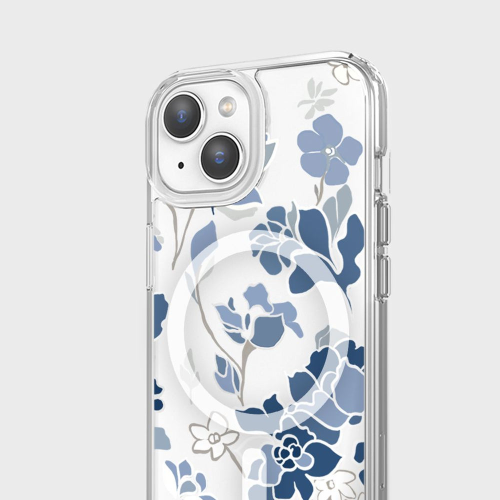 iPhone 16e Blue Pattern Clear Case With MagSafe