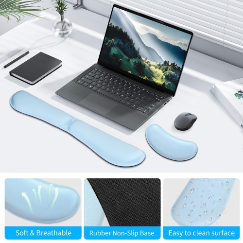 Ergonomic Gel Keyboard Wrist Rest & Mousepad Rests for Computer, Silky Memory Foam for Typing, Laptop Keyboard and Mouse Desk Pads Support Hand and
