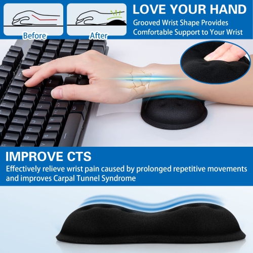 2 Pack Mouse Wrist Rest Support, Canjoy Memory Foam Mouse Wrist Rest Pad Support Cushion, Fibre Soft Ergonomic Hand Rest Support