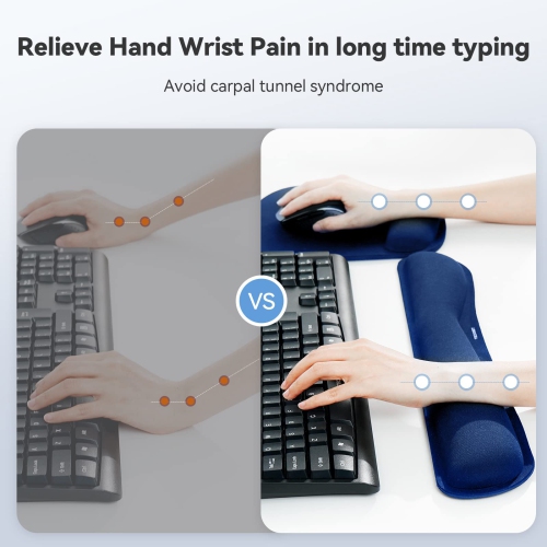 Keyboard Wrist Rest and Mouse Pad with Wrist Support, Memory Foam Set for Computer/Laptop/Mac, Lightweight for Easy Typing & Pain Relief Ergonomic