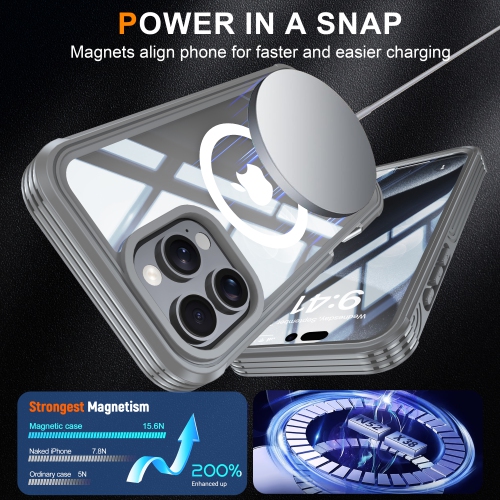 Étui magnétique pour iPhone 16 Pro Max de 6,9&nbsp;po [compatible MagSafe], protection militaire contre les chutes, protecteur d'écran en verre