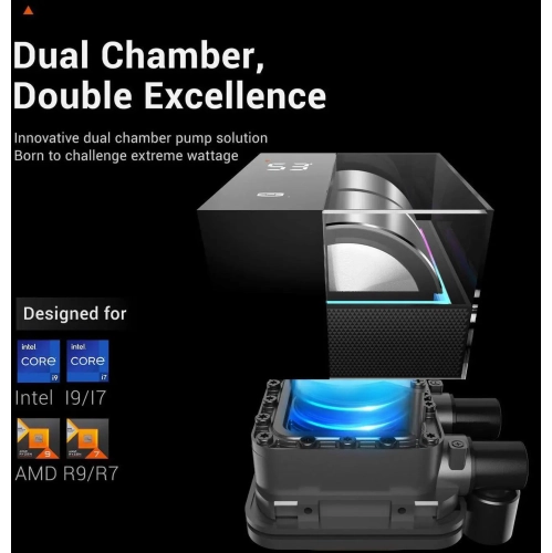 PCCOOLER CPS DS360 AIO CPU Liquid Cooler, 360mm Radiator, 310W TDP, ARGB LEDs & Digital Display, Aluminum Pump Cover, for Intel LGA